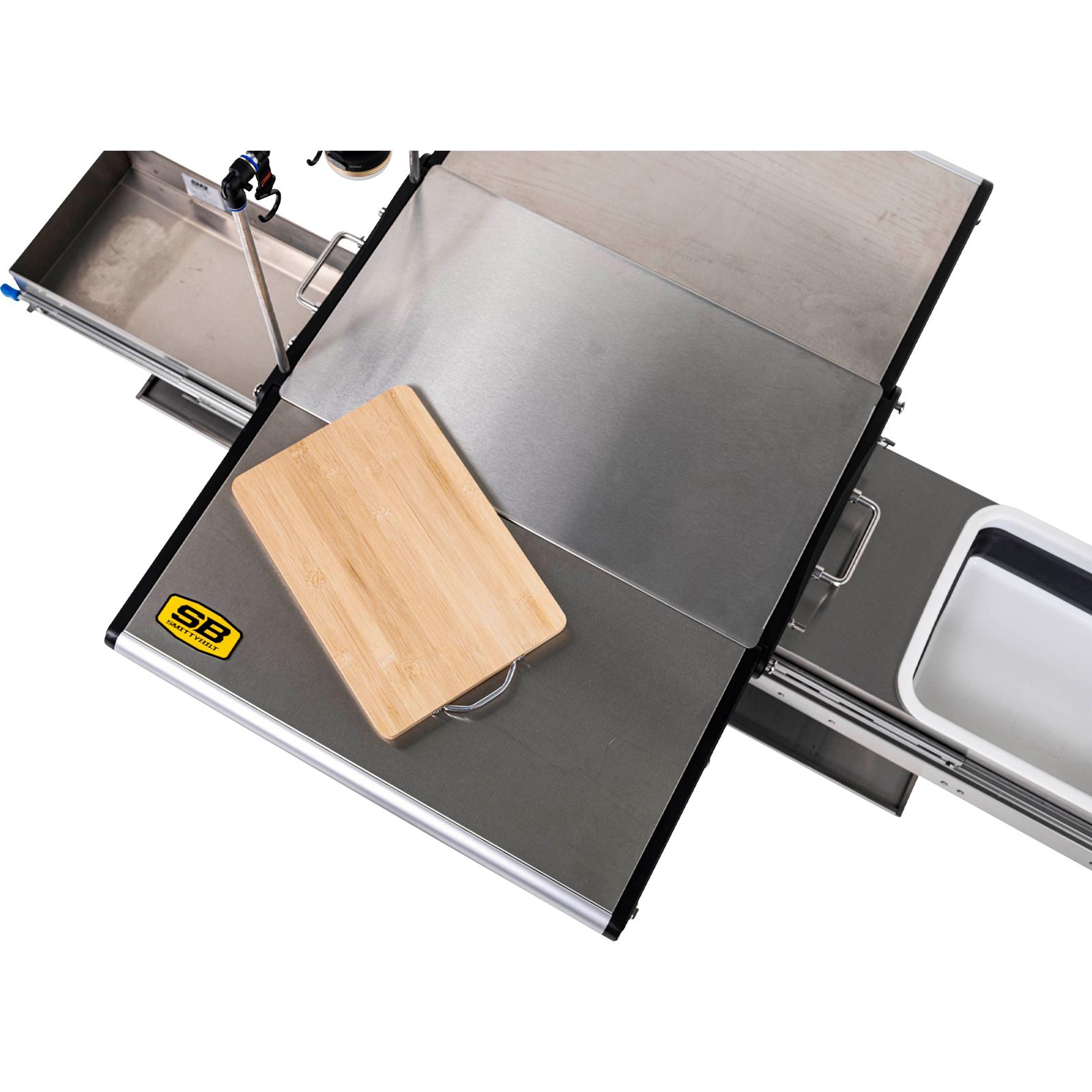 Smittybilt Galley Compact Stove and Kitchens 2950 Overland Cooking Box, Kitchen, Fold-Up, Stainless Steel, Sink, Utensil Rack, LED Lighting, Cutting Board, Each thumbnail 7