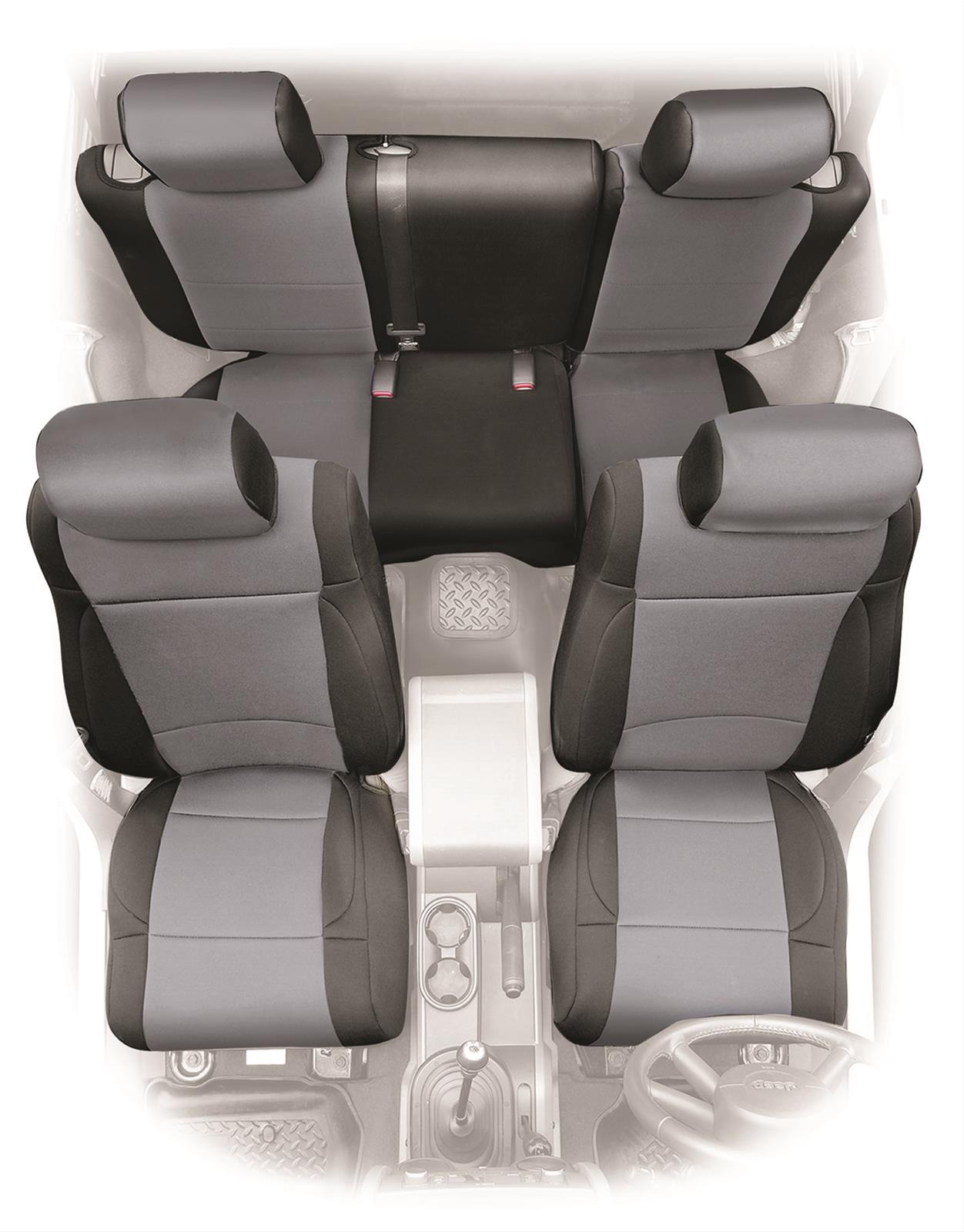 Smittybilt Neoprene Seat Cover Sets S/B471301 Covers, First Row/Second Row, Bucket/Bench, Highback, Neoprene, Black/Black, Set thumbnail 2