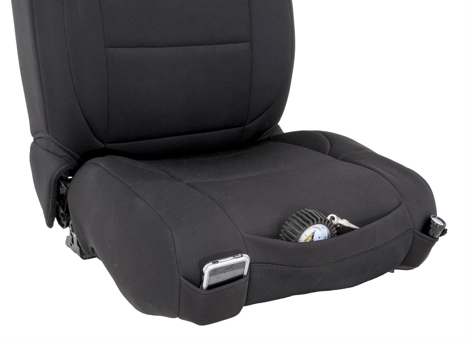 Smittybilt Neoprene Seat Cover Sets S/B471301 Covers, First Row/Second Row, Bucket/Bench, Highback, Neoprene, Black/Black, Set