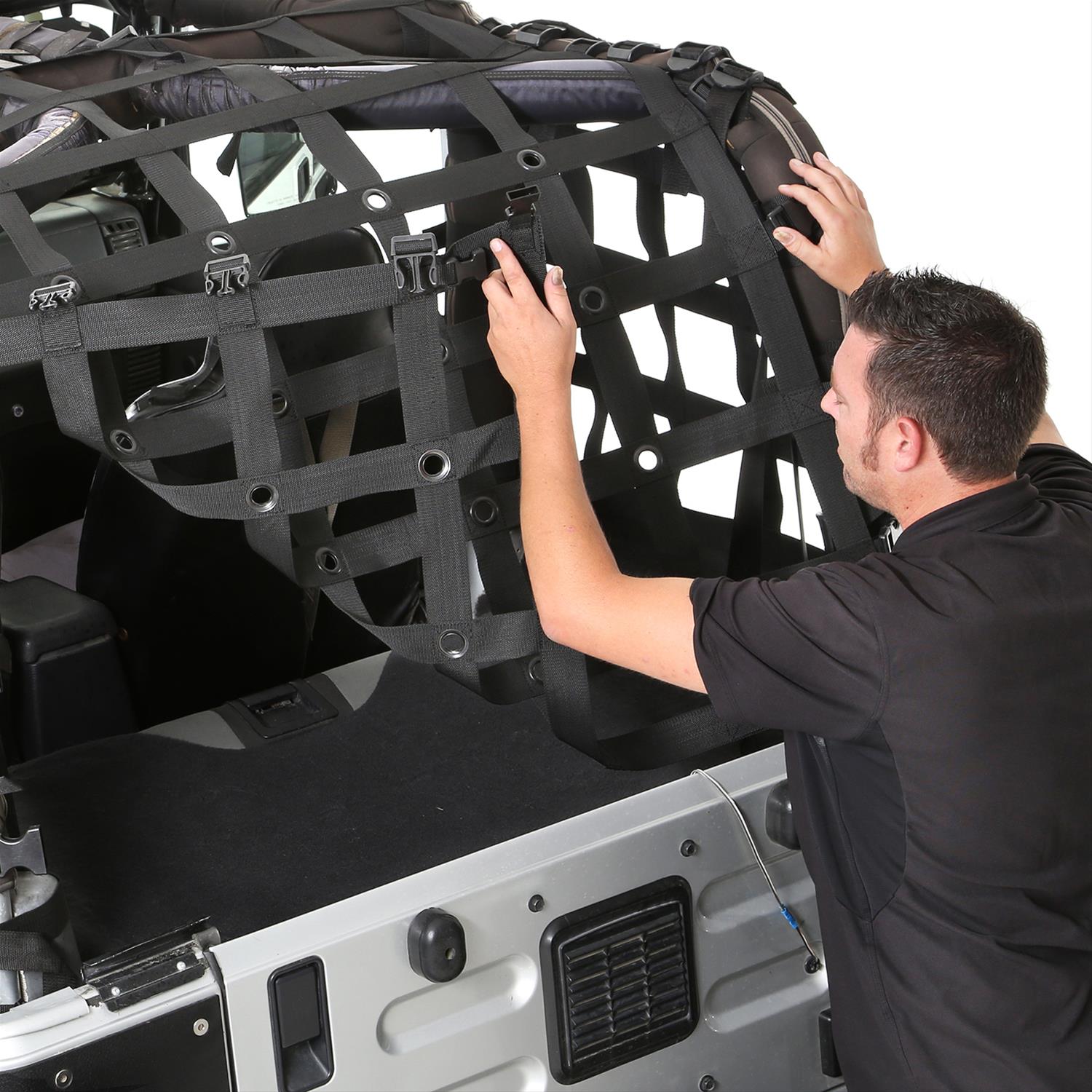 Smittybilt C.RES2 HD Cargo Restraint Systems S/B561135 Soft Top, System, Net, Polyester, Black, Jeep, Each thumbnail 3