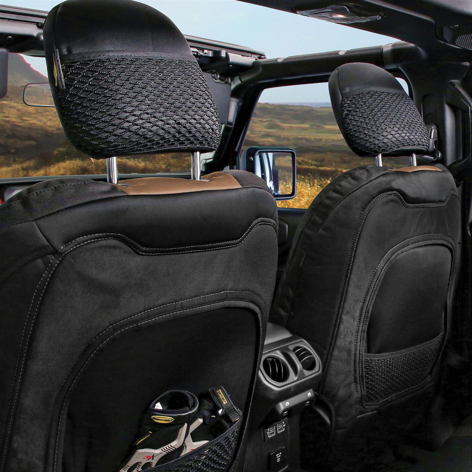 Smittybilt Gen2 Neoprene Seat Cover Sets S/B577125 Covers, GEN 2, Neoprene, Front/Rear, Water Resistant, Headrest Covers, Black/Tan, Jeep, Wrangler JL, Kit thumbnail 4