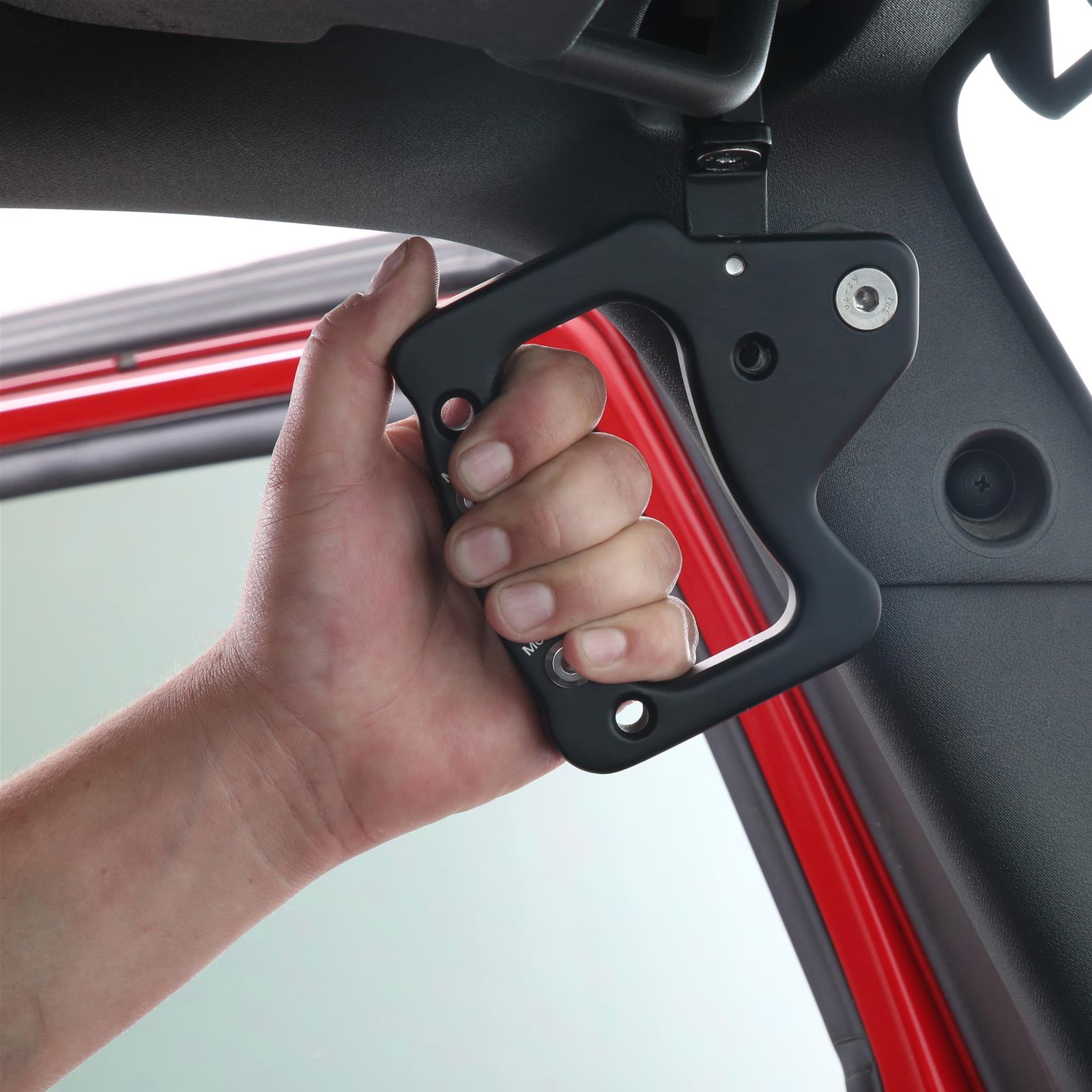Smittybilt Grab Handles S/B76931 Handles, Aluminum Black Powdercoated, Front, Jeep, Pair thumbnail 2