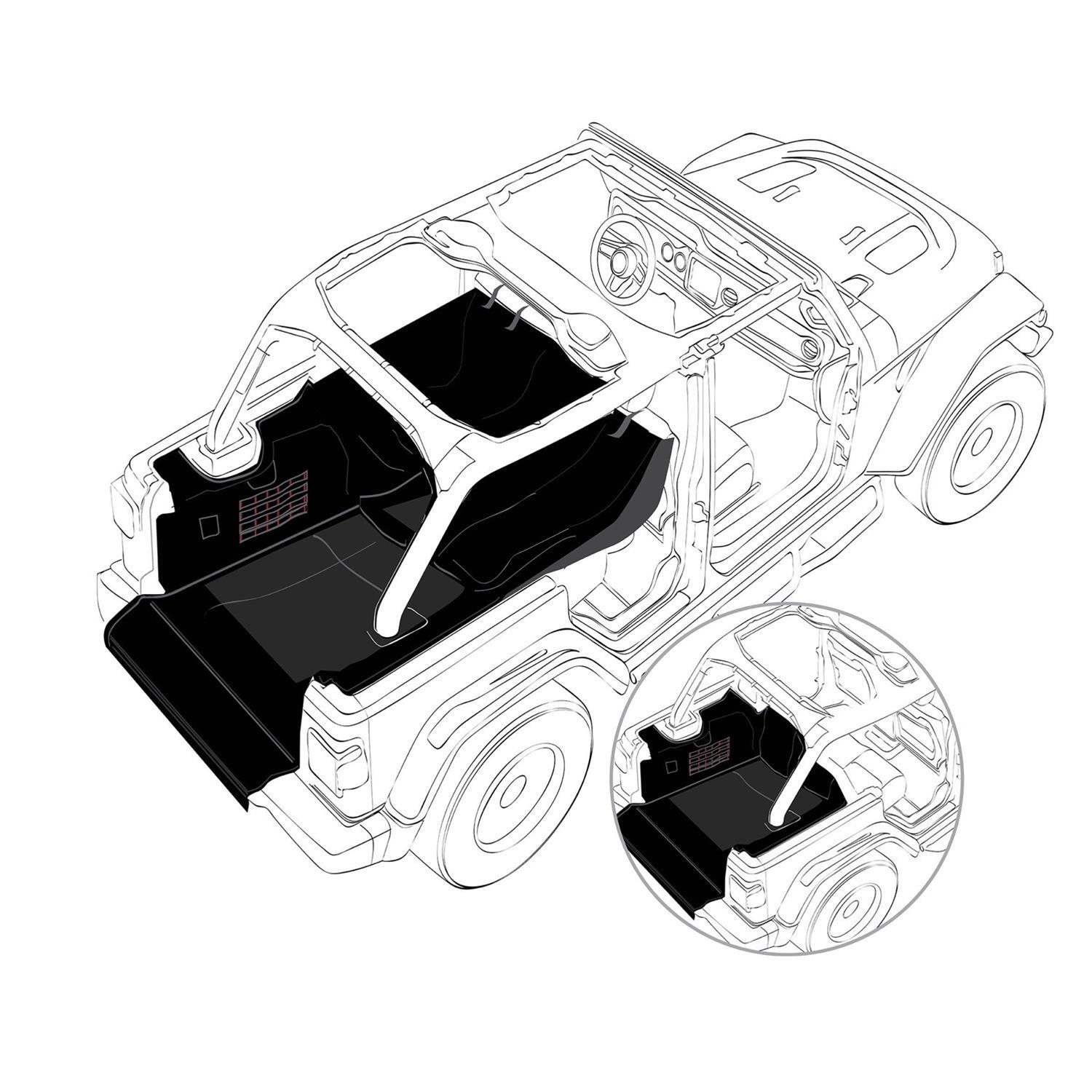 Smittybilt G.E.A.R. Cargo Liners S/B87401 Protect Your Area From Dirt, Debris, Pet Hair and Scratches. Made Of Durable Black Denier Fabric for the Ultimate Protection.Includes Sewn In Mo thumbnail 4