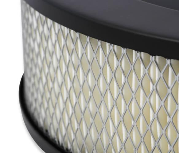 Holley Sniper Air Cleaner Assemblies 120-541 Assembly, Sniper, 14 in. Diameter, Round, Dropped, Steel, Black Finish, Embossed Logo, 4 in. Filter, Paper Element, Each thumbnail 2