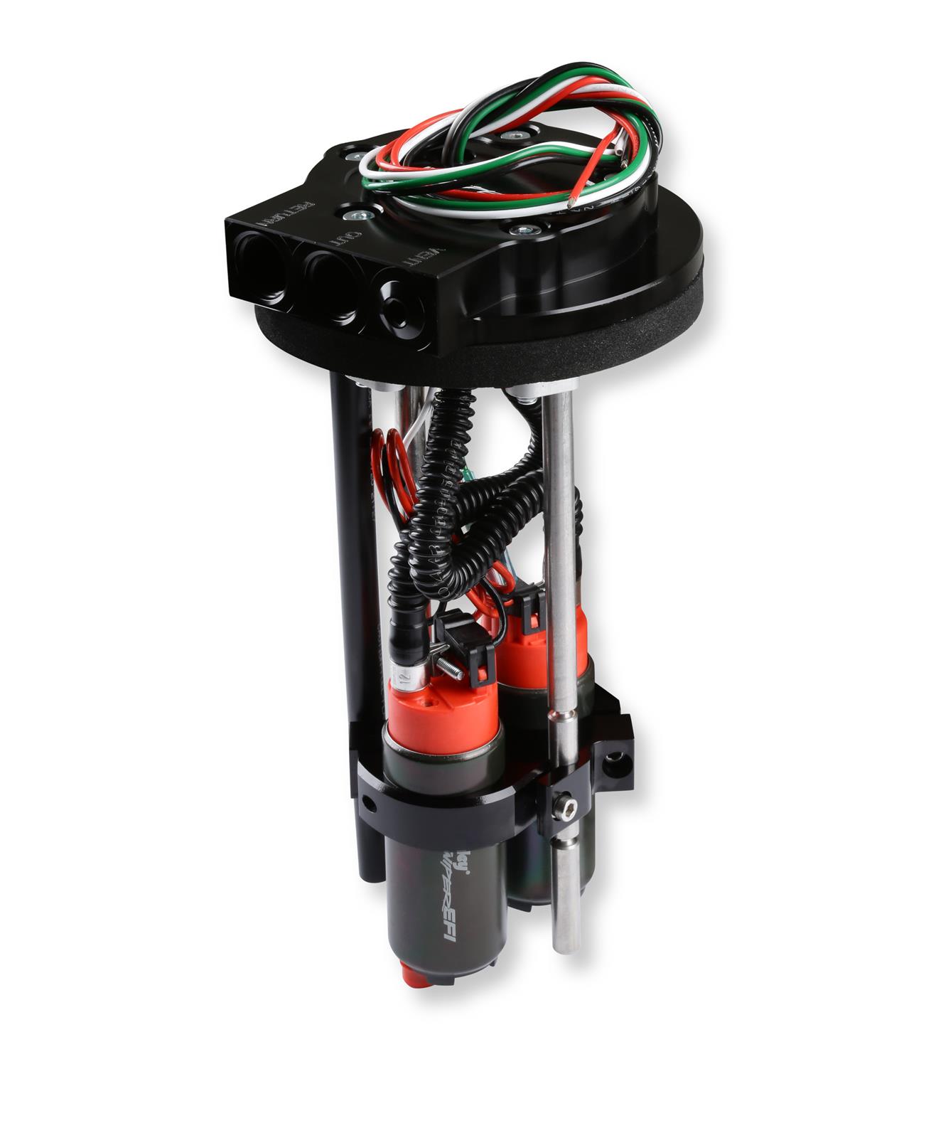 Holley Sniper In-Tank Retrofit Fuel Pump Modules 19-355 Pumps, Sniper, Twin Pump, In-Tank, 13.5 Volt, 180 gph, Manifold Ends, -8 AN O-ring, Female Thread, 7 in. Deep Tank Minimum, E85 Compatible, Each thumbnail 5