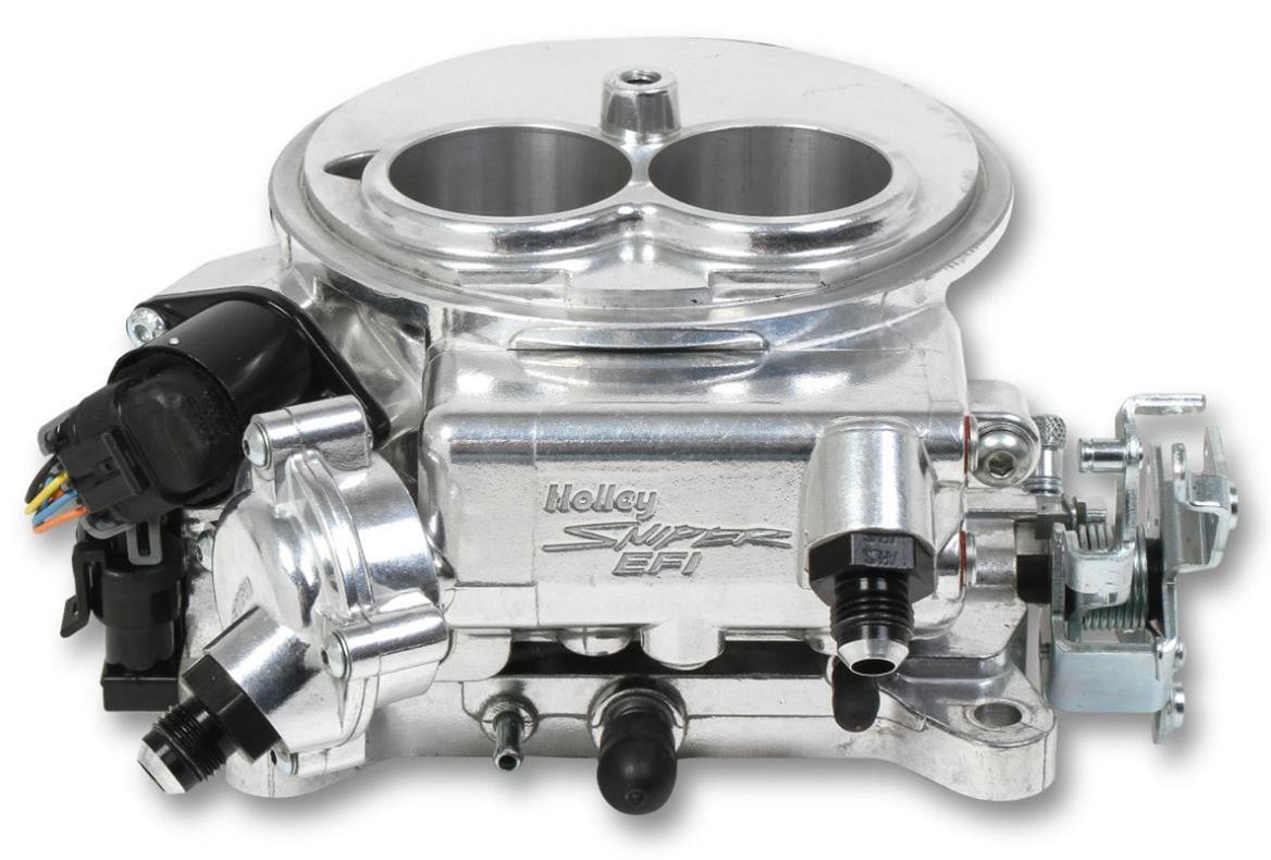 Holley Sniper EFI 2300 Two-Barrel Fuel Injection Systems 550-849 Systems, EFI, 2300, Throttle Body, Polished, Flange, Injectors, Pressure Regulator, Harness, Tuner, Kit