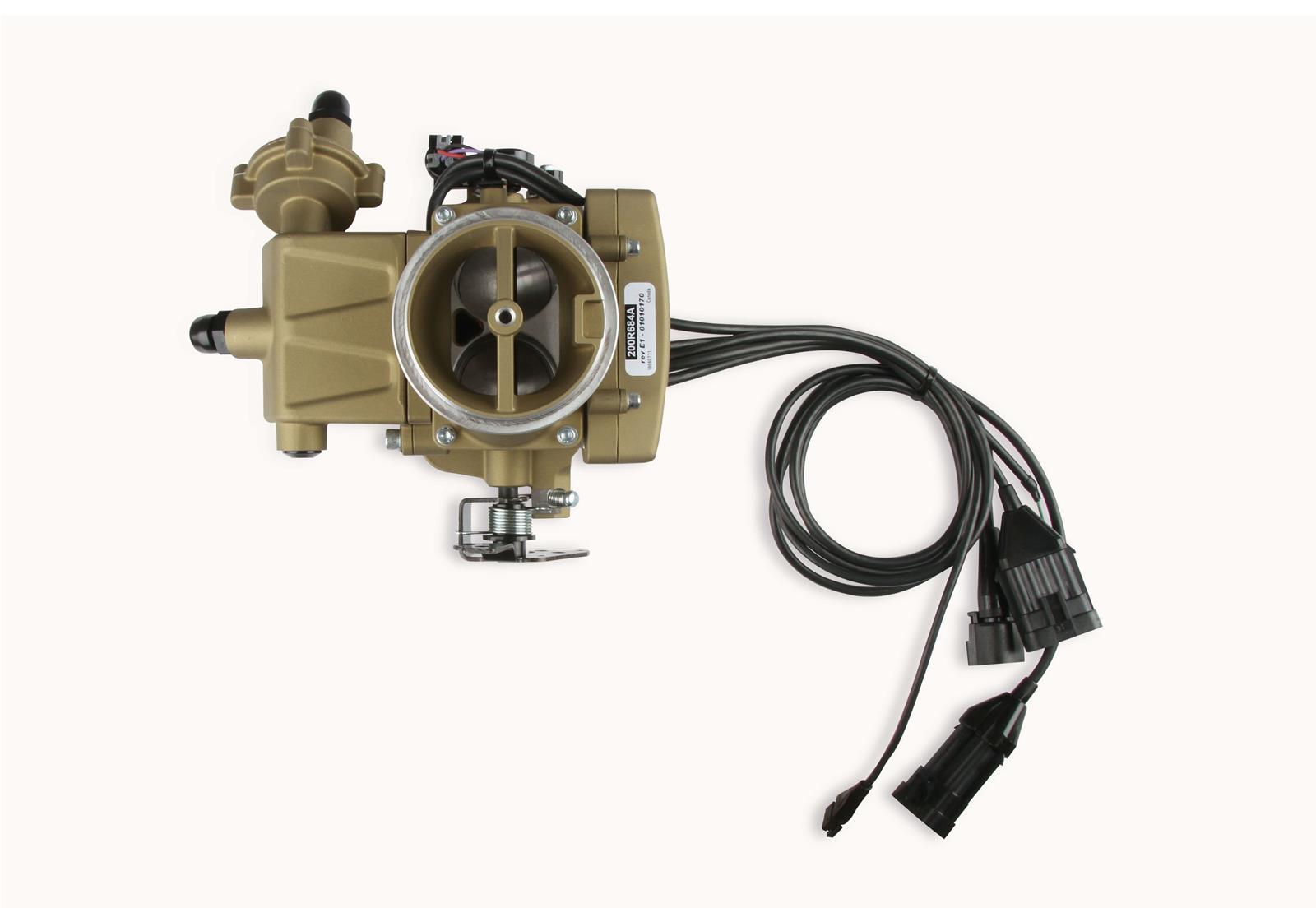 Holley Sniper EFI 2GC Large Bore Fuel Injection Systems 550-857 Systems, EFI, 2GC, Throttle Body, Gold, Bore, Flange, Injectors, Pressure Regulator, Harness, Tuner, Kit thumbnail 6