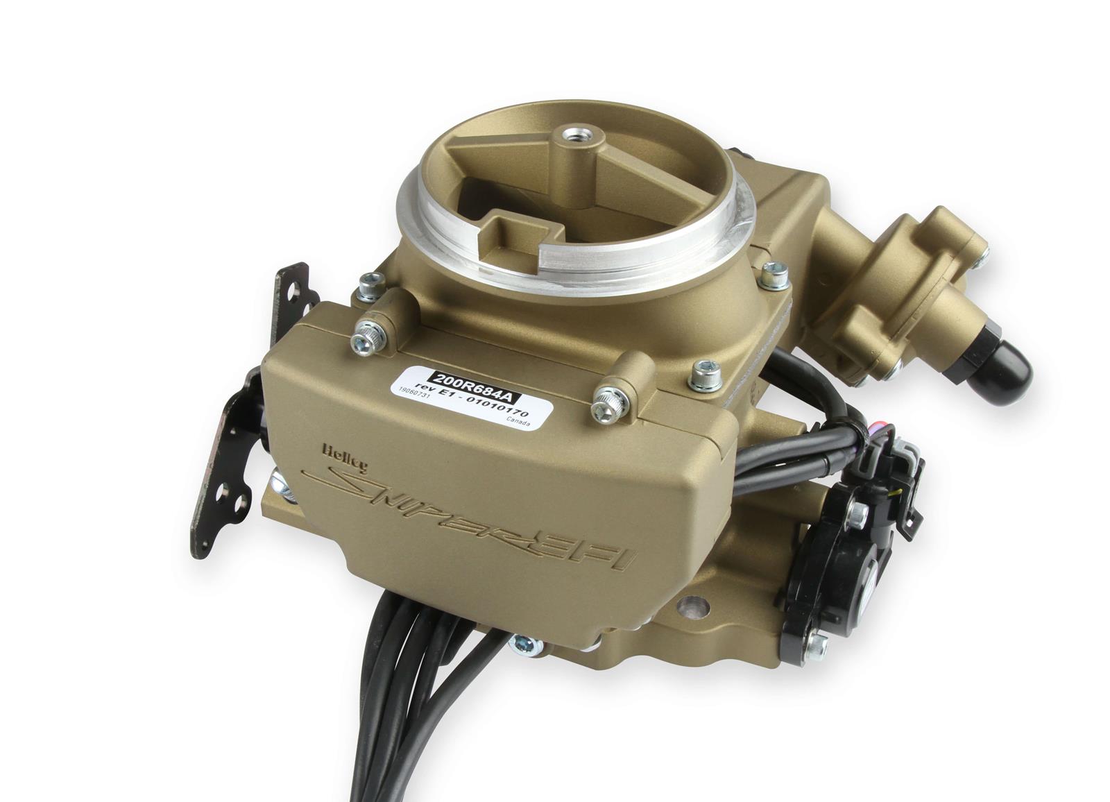 Holley Sniper EFI 2GC Large Bore Fuel Injection Systems 550-857 Systems, EFI, 2GC, Throttle Body, Gold, Bore, Flange, Injectors, Pressure Regulator, Harness, Tuner, Kit thumbnail 4