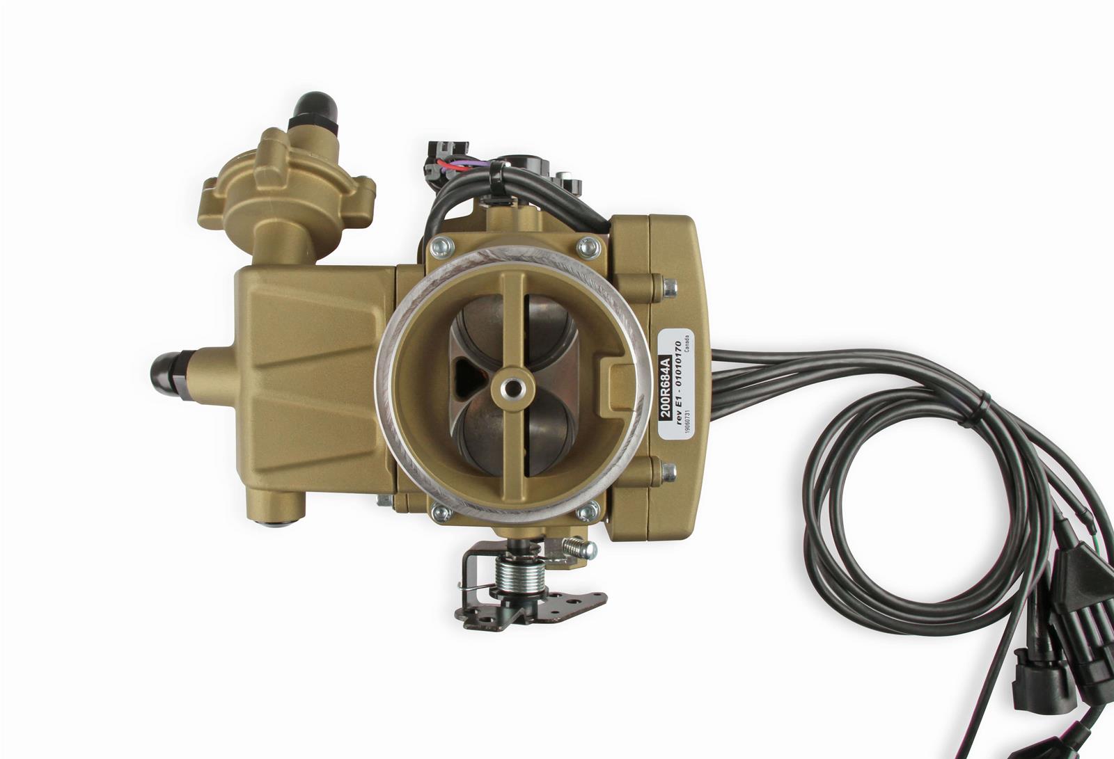 Holley Sniper EFI 2GC Large Bore Fuel Injection Systems 550-857 Systems, EFI, 2GC, Throttle Body, Gold, Bore, Flange, Injectors, Pressure Regulator, Harness, Tuner, Kit thumbnail 7