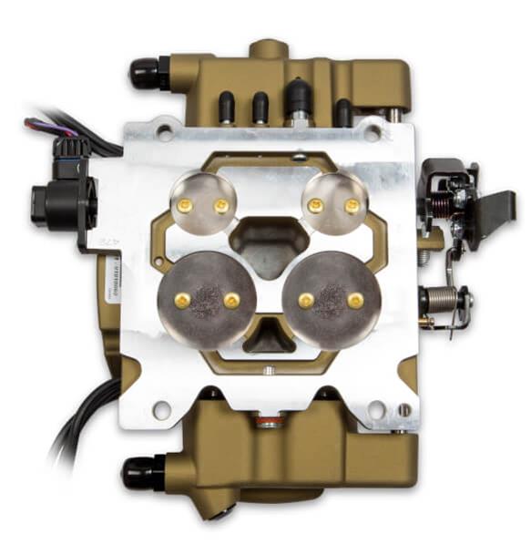 Holley Sniper EFI Quadrajet Self-Tuning Fuel Injection Systems 550-869K Systems, EFI, Quadrajet, Throttle Body, Gold, Spread Bore Flange, Injectors, Pump, 255 lph, Regulator, Harness, Tuner, Kit thumbnail 2