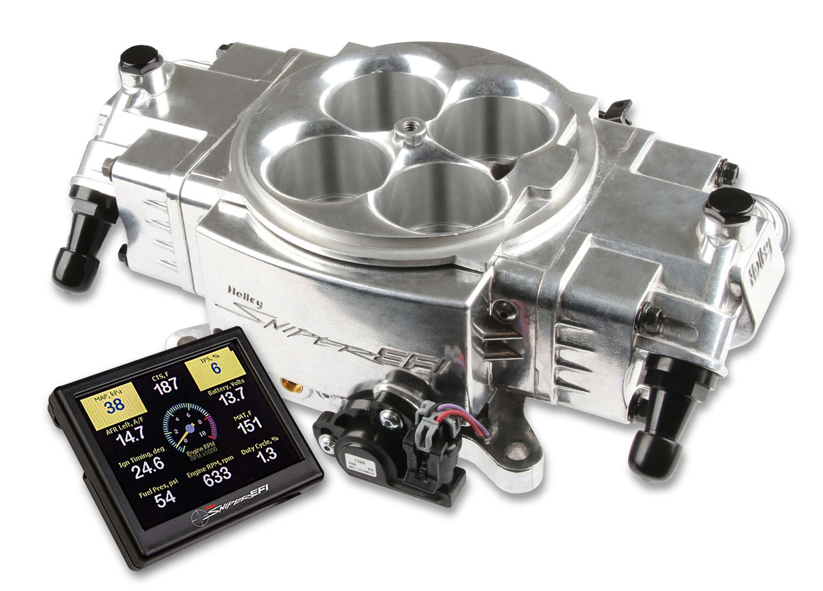 Holley Sniper EFI Stealth 4150 Fuel Injection Systems 550-870K Systems, EFI, 4150, 650HP Max, Throttle Body, Shiny, Flange, Injectors, Pump, Regulator, Harness, Tuner, Kit thumbnail 2
