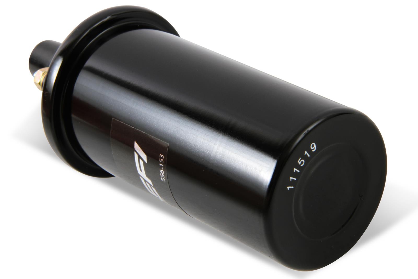 Holley Sniper EFI Canister Style Ignition Coils 556-153 Coils, EFI, Hyperspark, Remote Mount, Epoxy, Female/Socket Attachment, Black, 45,000 V, Round, 2.125 in. OD, 6.00 in. Tall, Each thumbnail 2