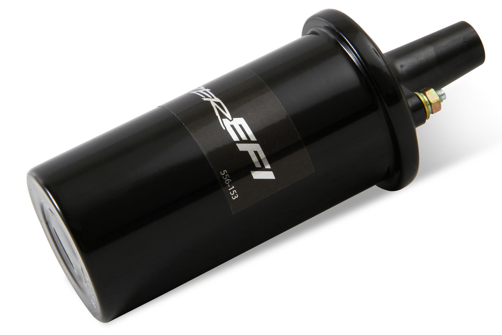 Holley Sniper EFI Canister Style Ignition Coils 556-153 Coils, EFI, Hyperspark, Remote Mount, Epoxy, Female/Socket Attachment, Black, 45,000 V, Round, 2.125 in. OD, 6.00 in. Tall, Each thumbnail 3