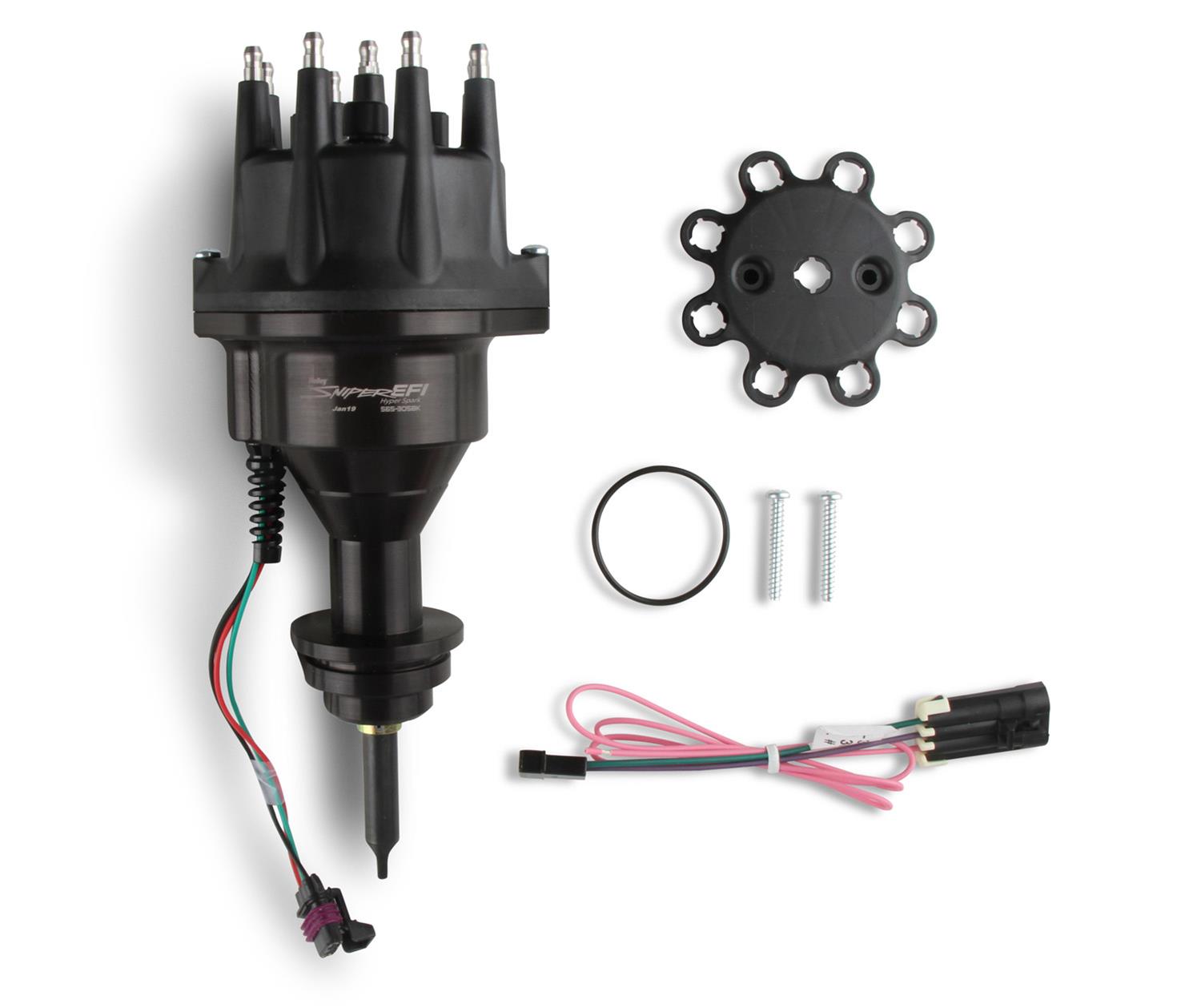 Holley Sniper EFI HyperSpark Distributors 565-305BK Distributors, EFI, HyperSpark, HEI Cap, Hall Effect, Billet Housing, Black, Ignition Module, Chrysler, Dodge, Plymouth, Big Block, B, Each