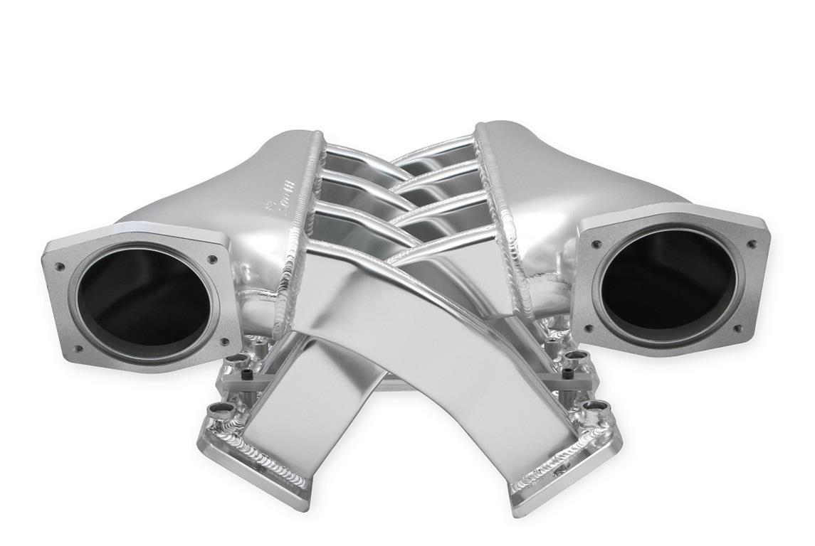 Holley Sniper Fabricated Dual Plenum Intake Manifolds 820201 Manifolds, EFI, Plenum, Cathedral Port, 92mm Throttle Body, 1,600-6,800 RPM, Aluminum, Silver, Chevy, LS, 4.8-6.0L, Each thumbnail 4