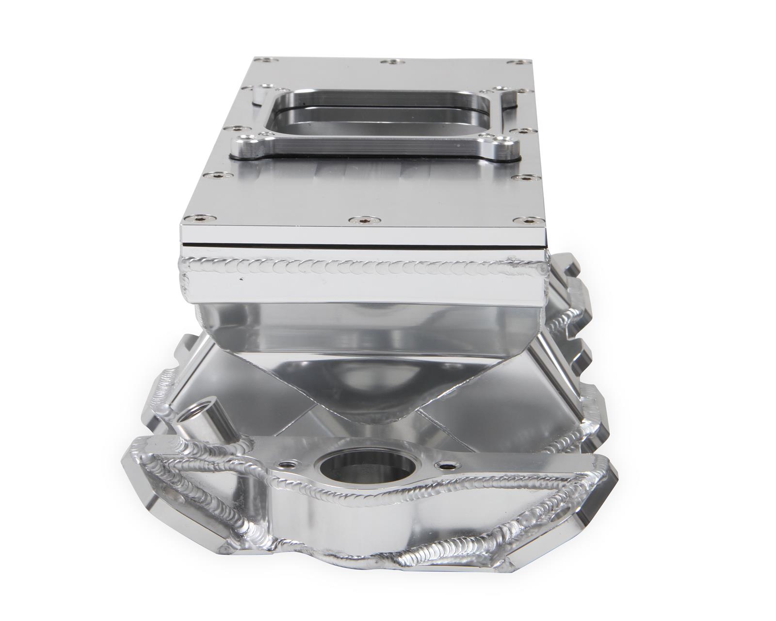 Holley Sniper Carbureted Fabricated Intake Manifolds 825131 Manifolds, Sniper, Carbureted, Single, 4500 Flange, 1,800-7,000 RPM, 8.503 in. Tall, Welded Aluminum, Silver, Chevy, 262-400ci, Each thumbnail 4
