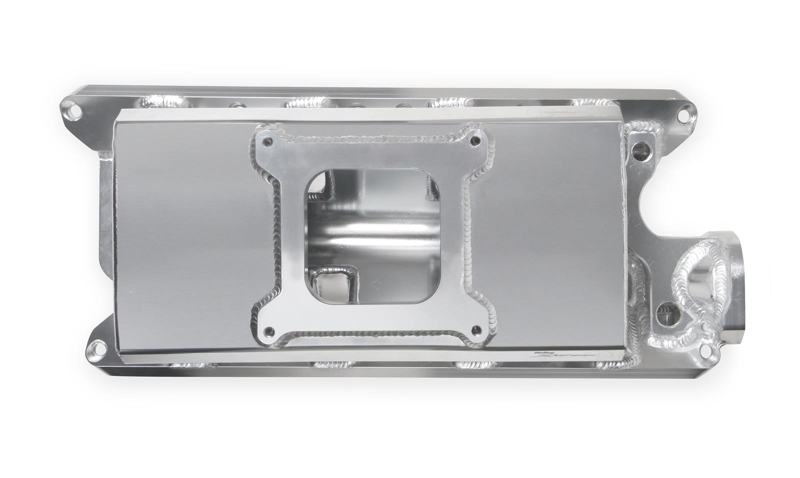 Holley Sniper Carbureted Fabricated Intake Manifolds 827011 Manifolds, Sniper, Carbureted, Single, 4150 Flange, 1,800-7,000 RPM, 6.875 in. Tall, Welded Aluminum, Silver, Ford, 260-302ci, Windsor, Each thumbnail 7