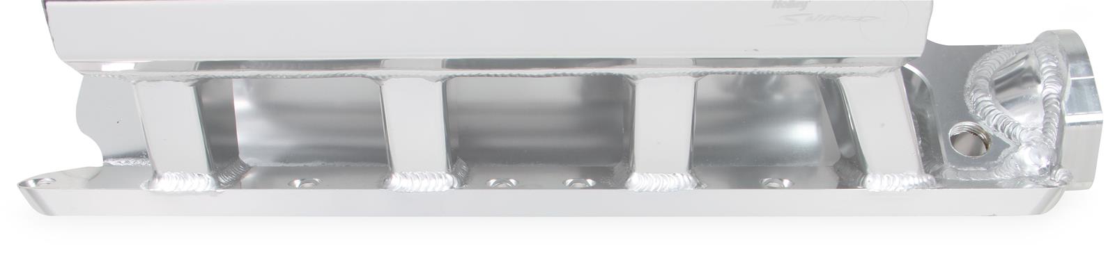 Holley Sniper Carbureted Fabricated Intake Manifolds 827011 Manifolds, Sniper, Carbureted, Single, 4150 Flange, 1,800-7,000 RPM, 6.875 in. Tall, Welded Aluminum, Silver, Ford, 260-302ci, Windsor, Each thumbnail 8