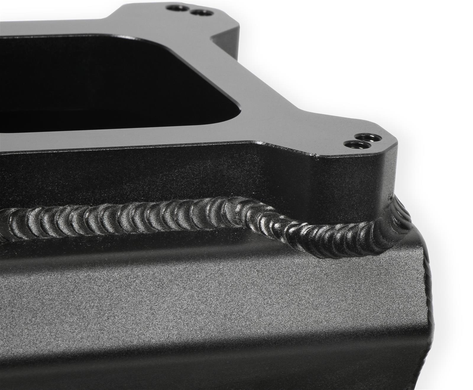 Holley Sniper Carbureted Fabricated Intake Manifolds 827072 Manifolds, Sniper, Carbureted, Dual, 8.50 in. Flange, 1,800-7,000 RPM, 6.875 in. Tall, Welded Aluminum, Black, Ford, 260-302ci, Windsor, Each thumbnail 2