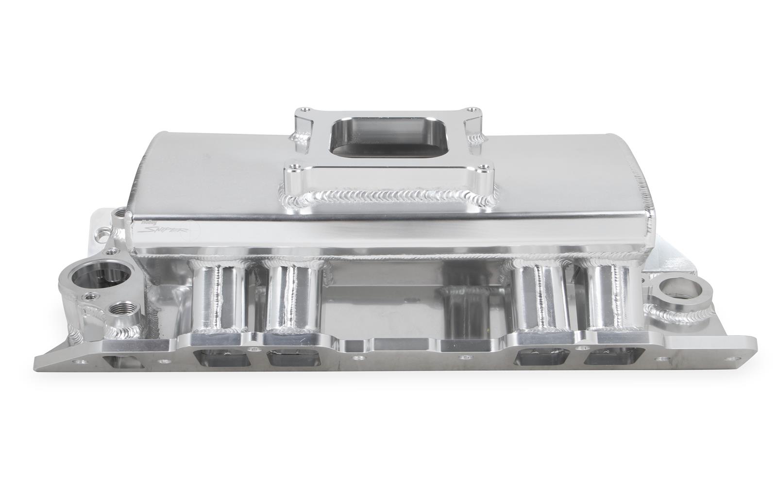 Holley Sniper Carbureted Fabricated Intake Manifolds 835011 Manifolds, Sniper, Carbureted, Single, 4150 Flange, Rectangular Port, 1,800-7,000 RPM, Welded Aluminum, Silver, Chevy, 396-454ci, Each thumbnail 6