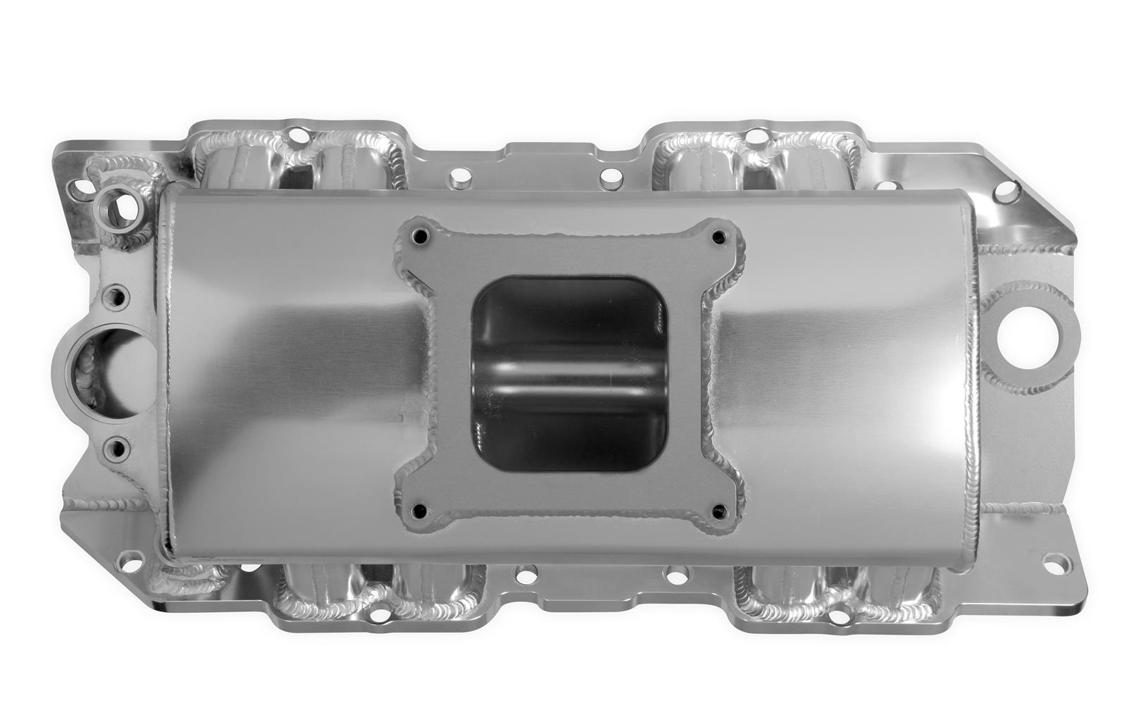 Holley Sniper Carbureted Fabricated Intake Manifolds 835011 Manifolds, Sniper, Carbureted, Single, 4150 Flange, Rectangular Port, 1,800-7,000 RPM, Welded Aluminum, Silver, Chevy, 396-454ci, Each thumbnail 5