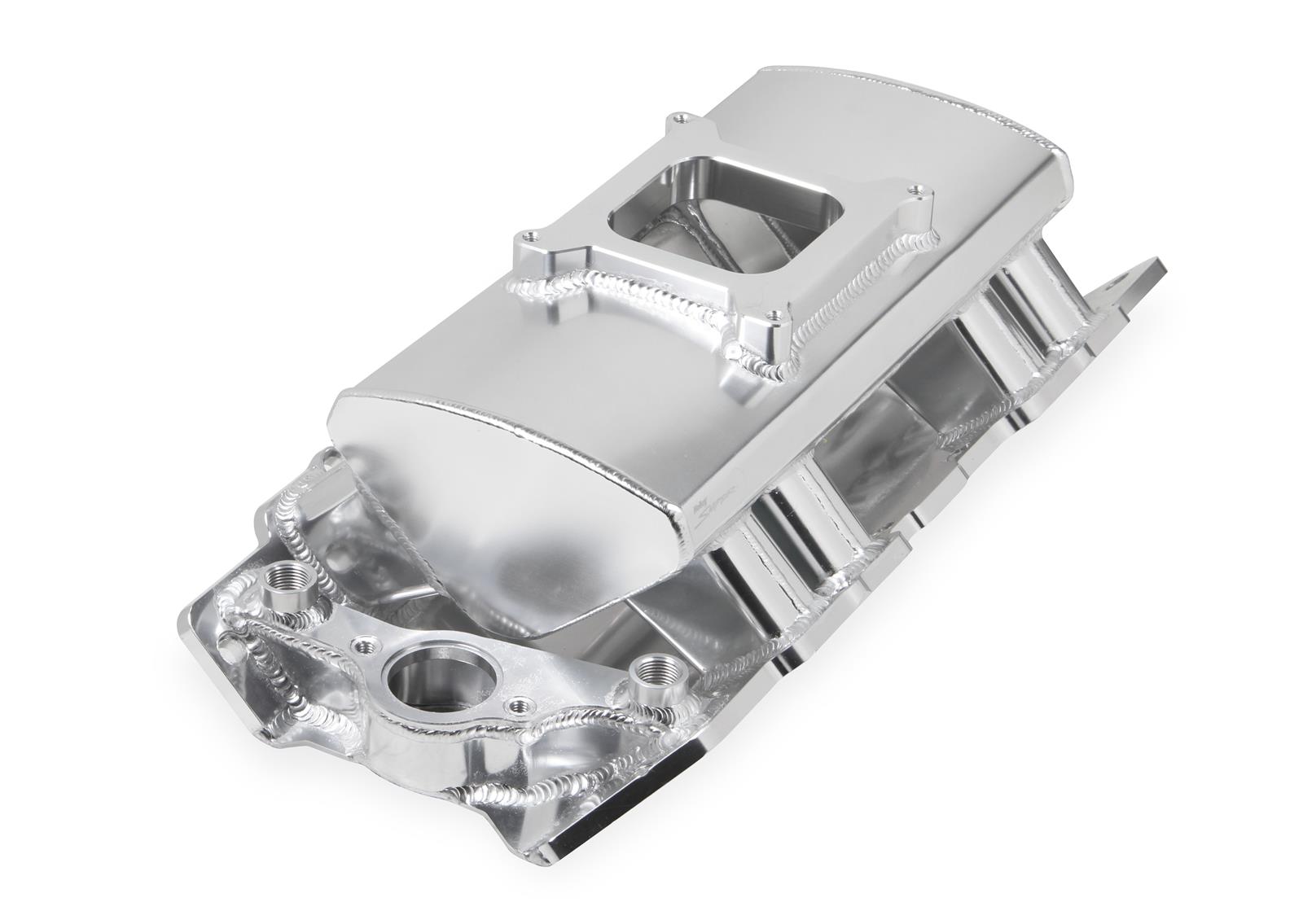 Holley Sniper Carbureted Fabricated Intake Manifolds 835011 Manifolds, Sniper, Carbureted, Single, 4150 Flange, Rectangular Port, 1,800-7,000 RPM, Welded Aluminum, Silver, Chevy, 396-454ci, Each thumbnail 3