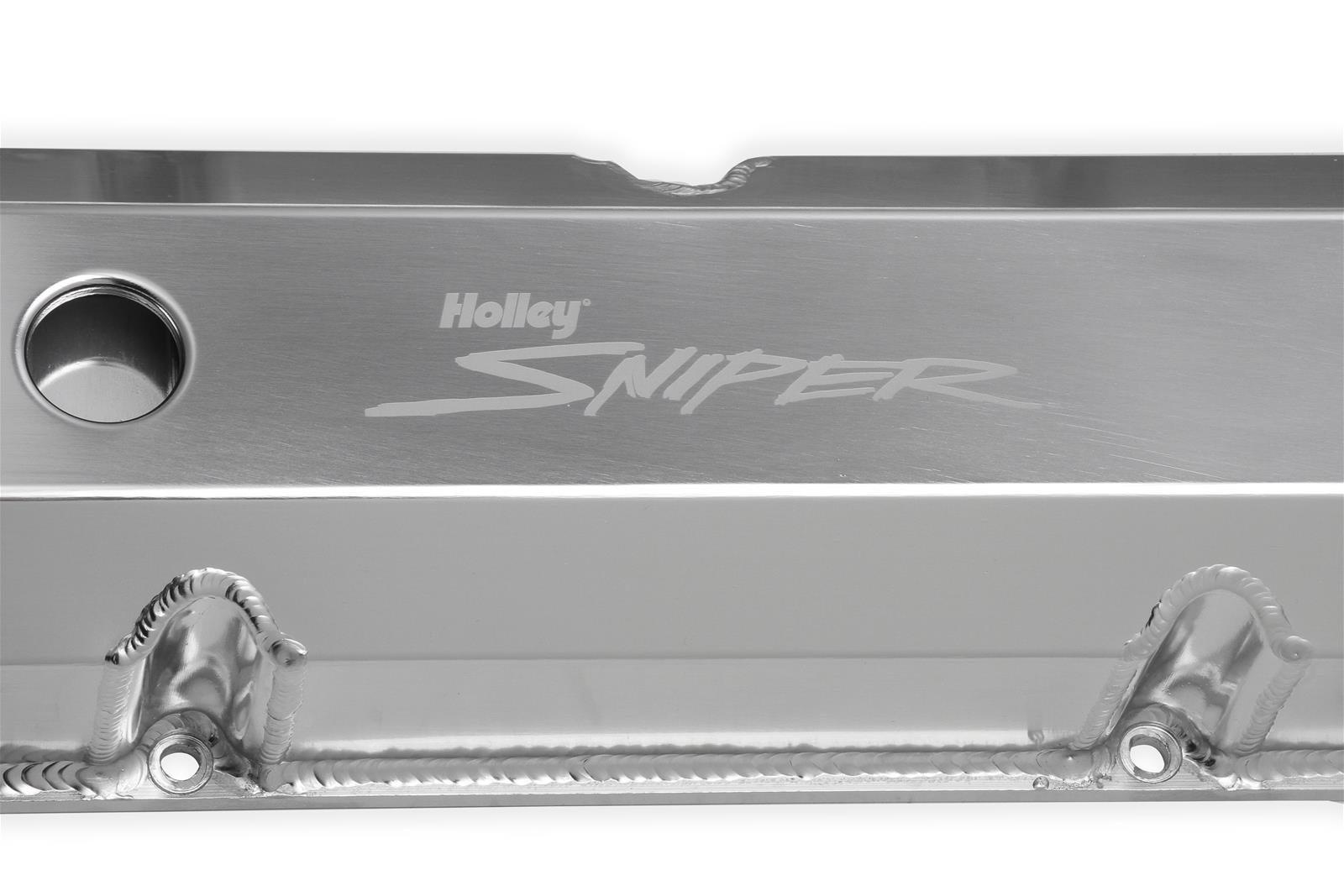 Holley Sniper Fabricated Aluminum Valve Covers 890001 Covers, EFI, Fabricated, Aluminum, 3.5 in. Tall, Baffled, Silver Gloss, 1.25 in. Breather Holes, Hardware, Ford, FE, 332-428ci, Pair thumbnail 6