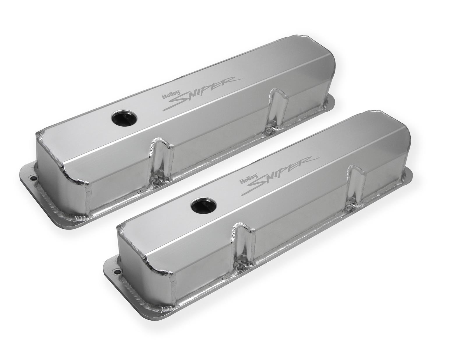Holley Sniper Fabricated Aluminum Valve Covers 890001 Covers, EFI, Fabricated, Aluminum, 3.5 in. Tall, Baffled, Silver Gloss, 1.25 in. Breather Holes, Hardware, Ford, FE, 332-428ci, Pair thumbnail 5
