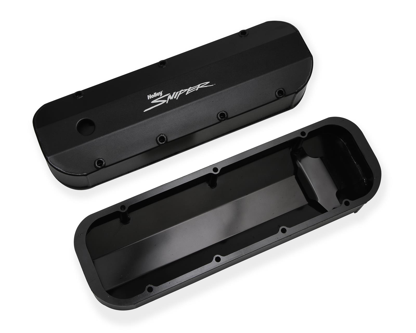 Holley Sniper Fabricated Aluminum Valve Covers 890002B Covers, EFI, Fabricated, Aluminum, Tall, Baffled, 1/4 in. Mount Rail, Silver, 1.25 in. Breather Holes, Hardware, Chevy, 396-454ci, Pair thumbnail 2