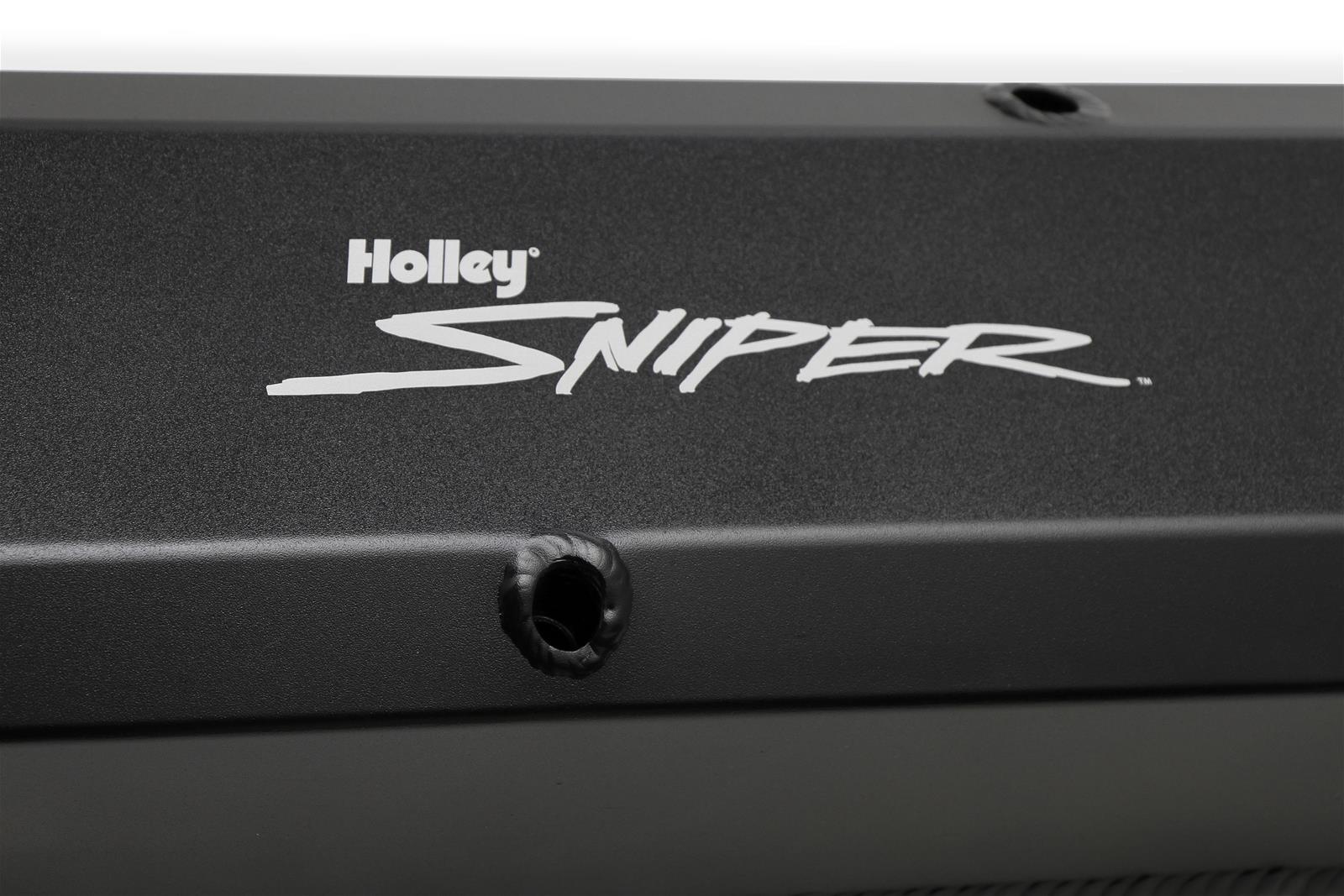 Holley Sniper Fabricated Aluminum Valve Covers 890003B Covers, EFI, Fabricated, Aluminum, Short, Baffled, Black, 1.25 in. Breather Holes, Hardware, Chrysler, Dodge, Plymouth, 273-360ci, Pair thumbnail 4