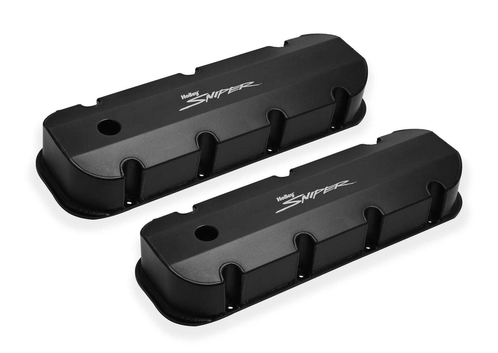 Holley Sniper Fabricated Aluminum Valve Covers 890004B Covers, EFI, Fabricated, Aluminum, 3.5 in. Tall, Baffled, Black, 1.25 in. Breather Holes, Hardware, Chevy, 396-454ci, Pair thumbnail 5