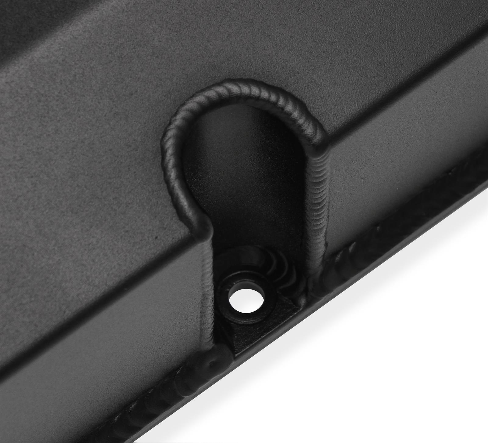Holley Sniper Fabricated Aluminum Valve Covers 890004B Covers, EFI, Fabricated, Aluminum, 3.5 in. Tall, Baffled, Black, 1.25 in. Breather Holes, Hardware, Chevy, 396-454ci, Pair thumbnail 2
