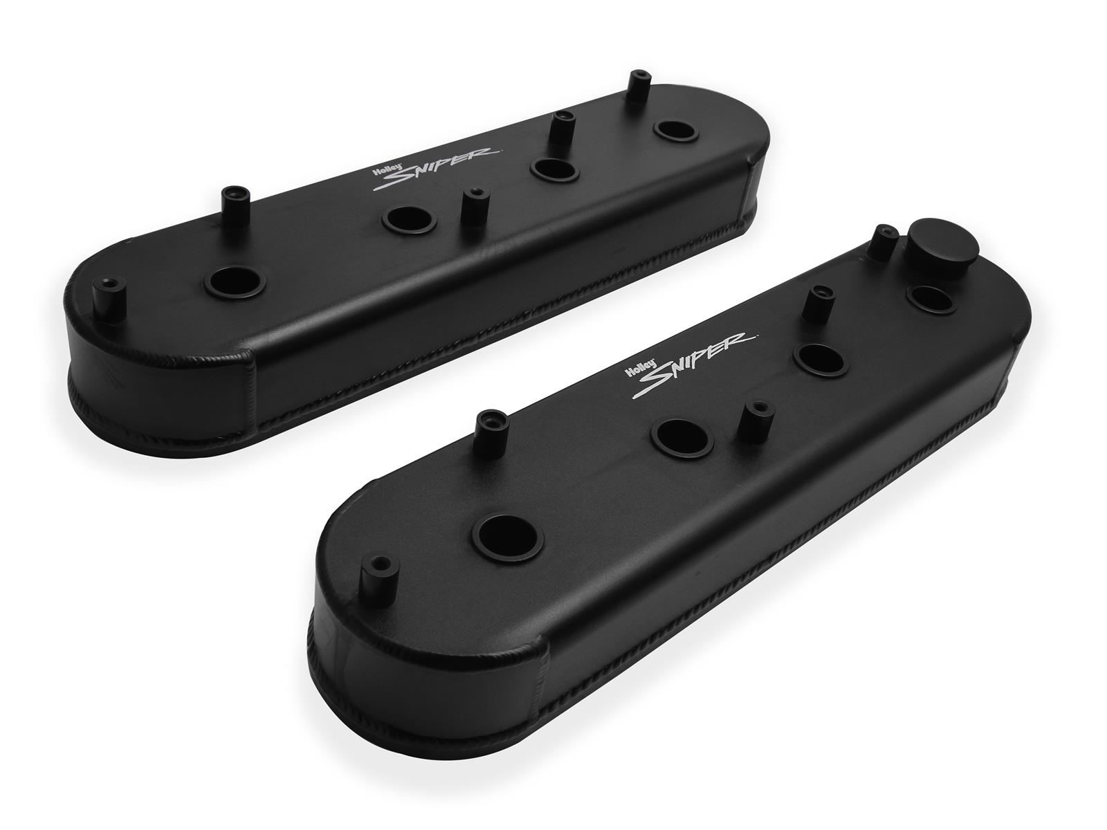 Holley Sniper Fabricated Aluminum Valve Covers 890014B Covers, EFI, Fabricated, Aluminum, 2.25 in. Tall, Center Bolt Mount, Black Gloss, No Breather Hole, Hardware, Chevy, LS, 4.8-7.0L, Pair thumbnail 6