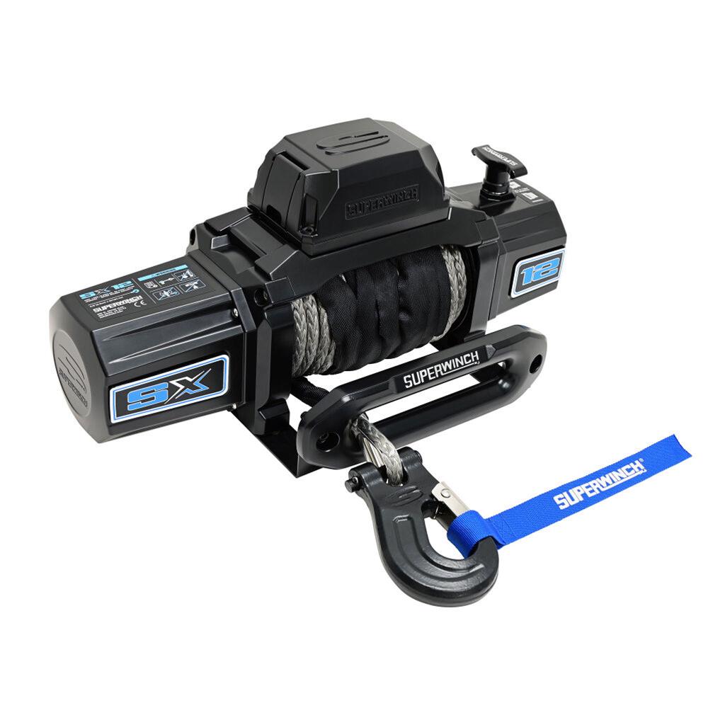 Superwinch 12000 LBS 12V DC 3/8in x 80ft Synthetic Rope SX12SR Winch - Semi Gloss Black thumbnail 5