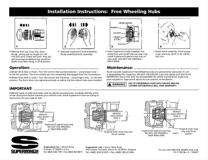 Superwinch 400518 Superwinch Premium Hubs | Summit Racing