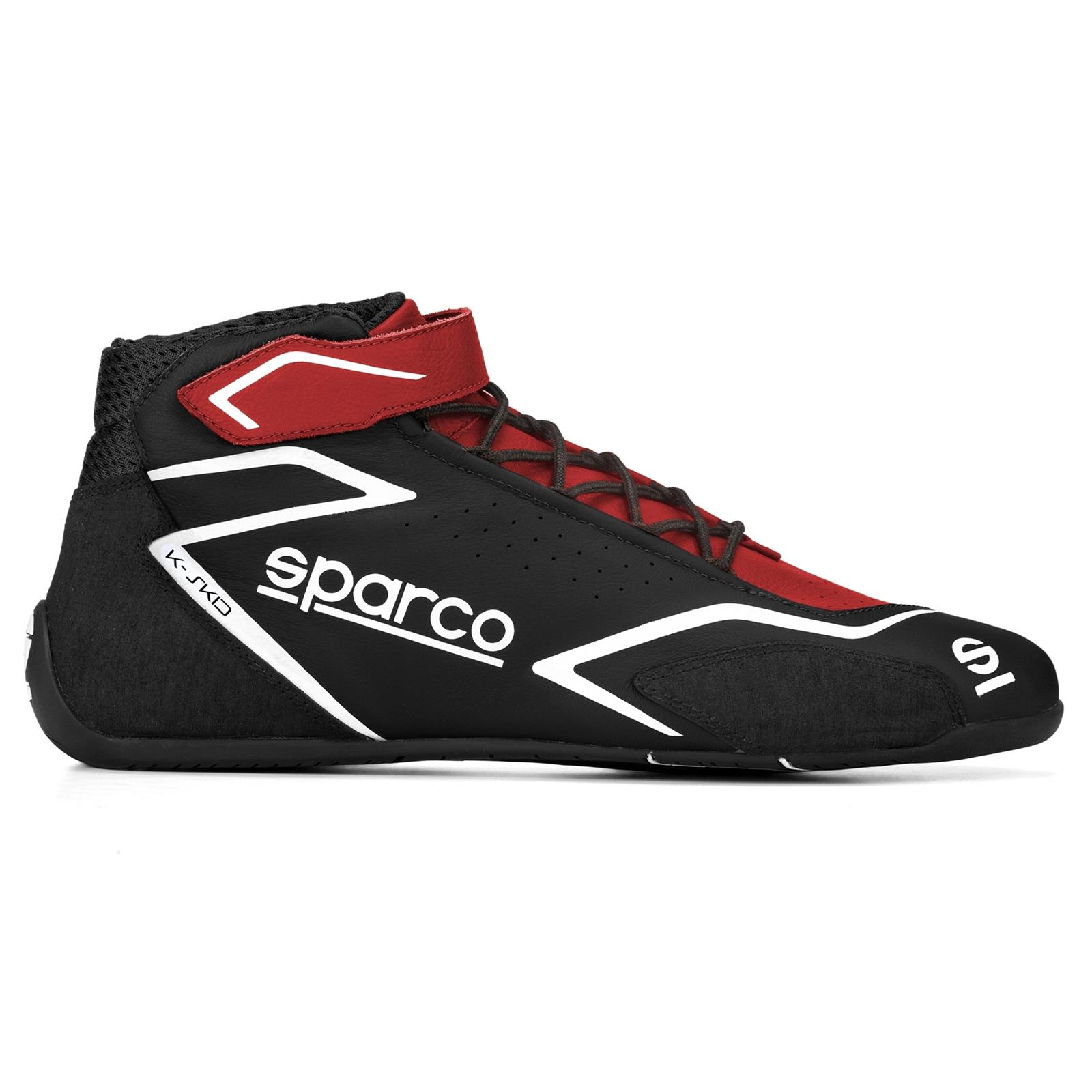 Sparco K-Skid Driving Shoes 00127737RSNR & Boots, Shoes, Mid-top, Leather Outer, Red/Black, Natural Rubber Outer Sole, European Shoe Size 37, Pair