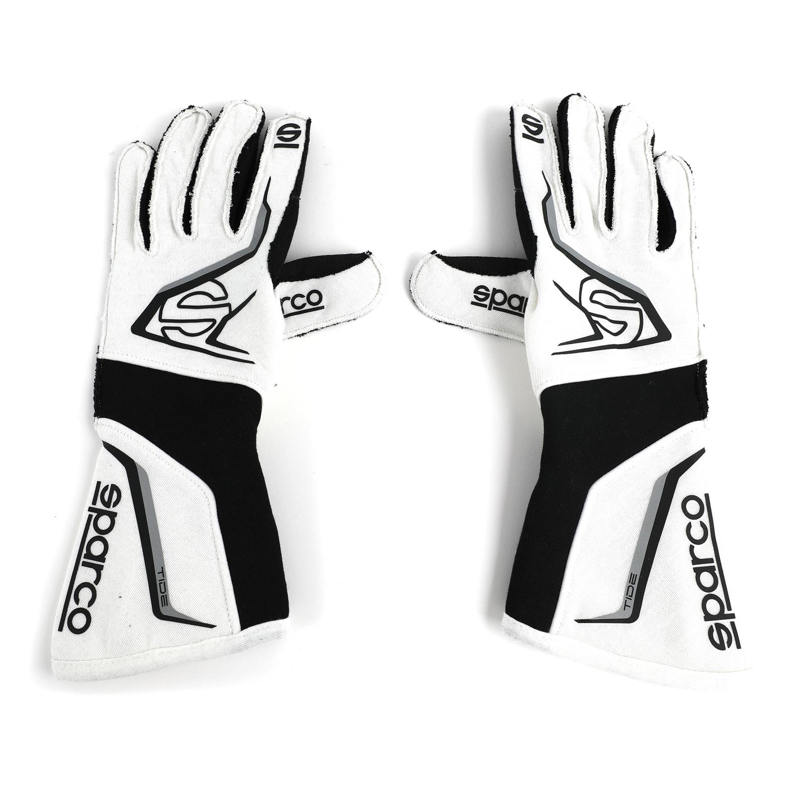 Sparco Driving Gloves 00135611BINR Nomex Gloves, GLOVE WHT/BLK thumbnail 2