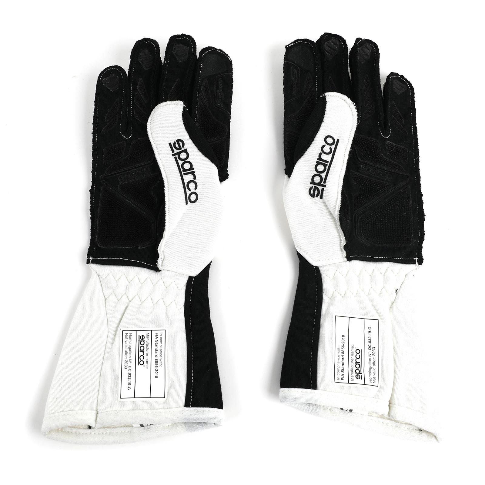Sparco Driving Gloves 00135611BINR Nomex Gloves, GLOVE WHT/BLK