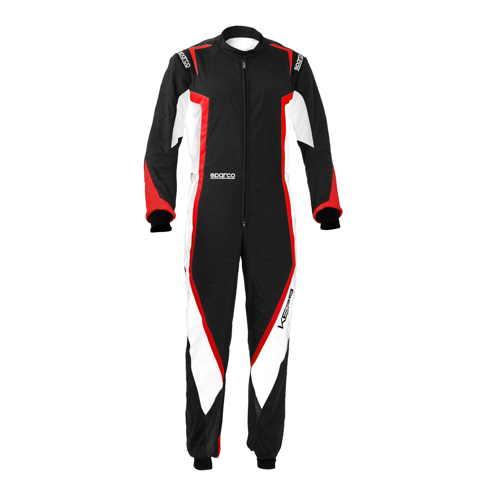 Sparco Kerb Karting Suits 002341NBRS2M Driving Suits, Suits, One-piece, 2 Layers, Polyamide, Black/White/Red, CIK/FIA N2013.1 Rating, Men's Medium, Each