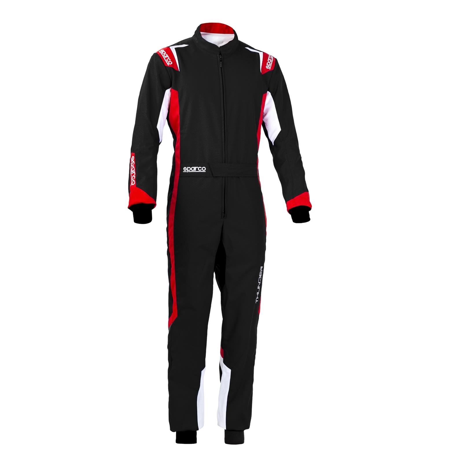 Sparco Thunder Karting Suits 002342NRRS2M Driving Suits, Suits, One-piece, 2 Layers, Polyester/Polyamide, Black/Red, CIK/FIA N2013.1 Rating, Men's Medium, Each