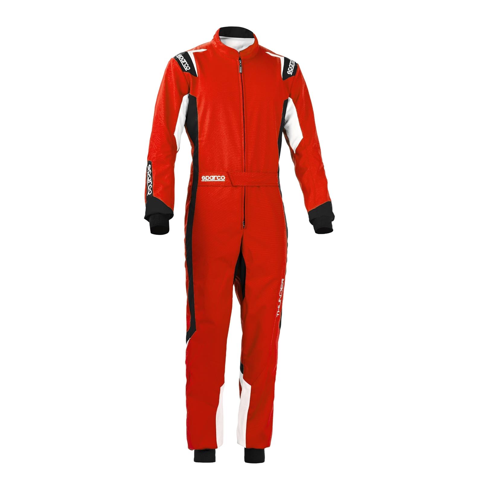 Sparco Thunder Karting Suits 002342RSNR2M Driving Suits, Suits, One-piece, 2 Layers, Polyester/Polyamide, Red/Black, CIK/FIA N2013.1 Rating, Men's Medium, Each