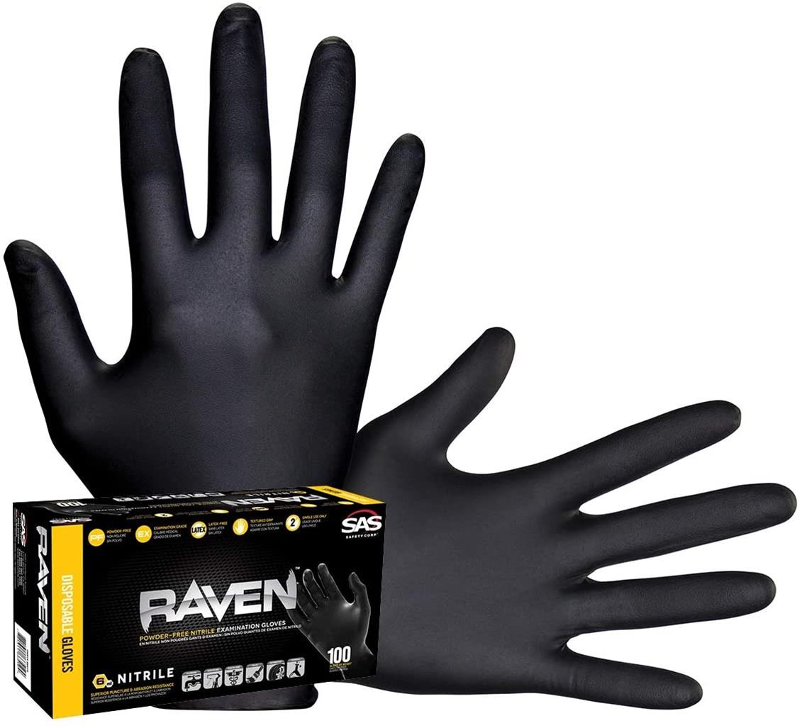 SAS Safety Corp. 66519-01 Raven Powder-Free Exam Grade Nitrile - 7 Mil
