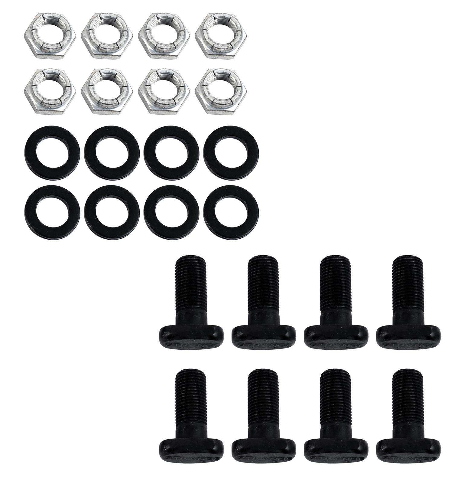 Strange Brake Backing Plate Fastener Kits H1135STKIT Axle Housing End Fasteners, T-bolts, 1/2-20 in. RH Thread, Steel, Black Oxide, Nuts, Washers, Ford 9 in., Kit