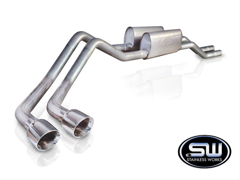 Stainless Works 2004-08 F150 5.4L Exhaust 2-1/2in Chambered Mufflers Behind Passenger Tire Exit thumbnail 2