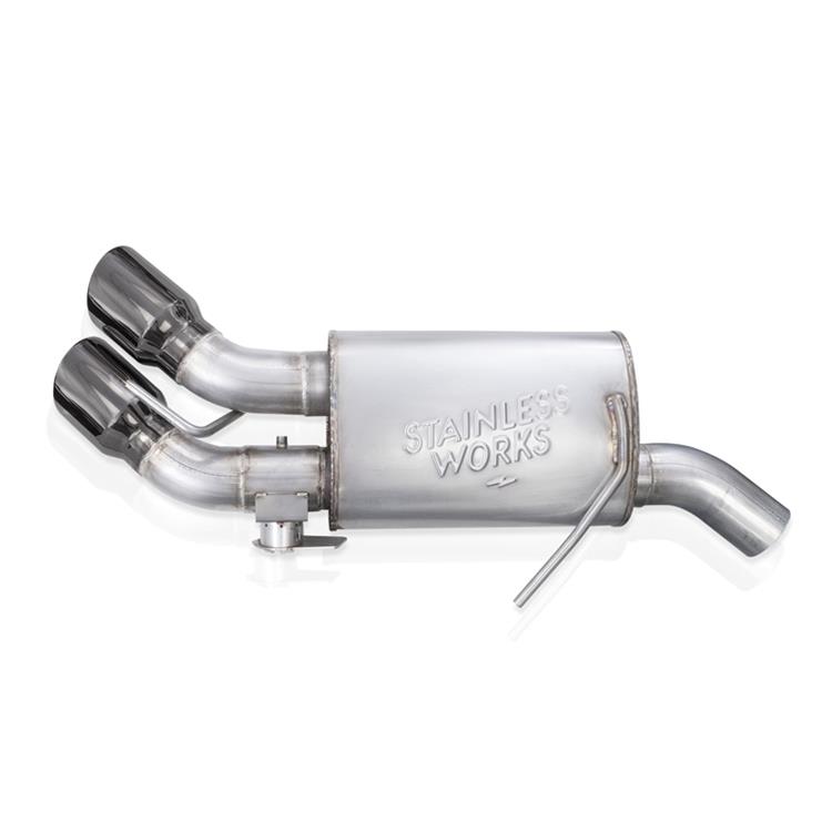 Stainless Works 16-21 Camaro SS 3in Original Factory Connect Axle Back w/Valve - 4in Quad Black Tips thumbnail 8