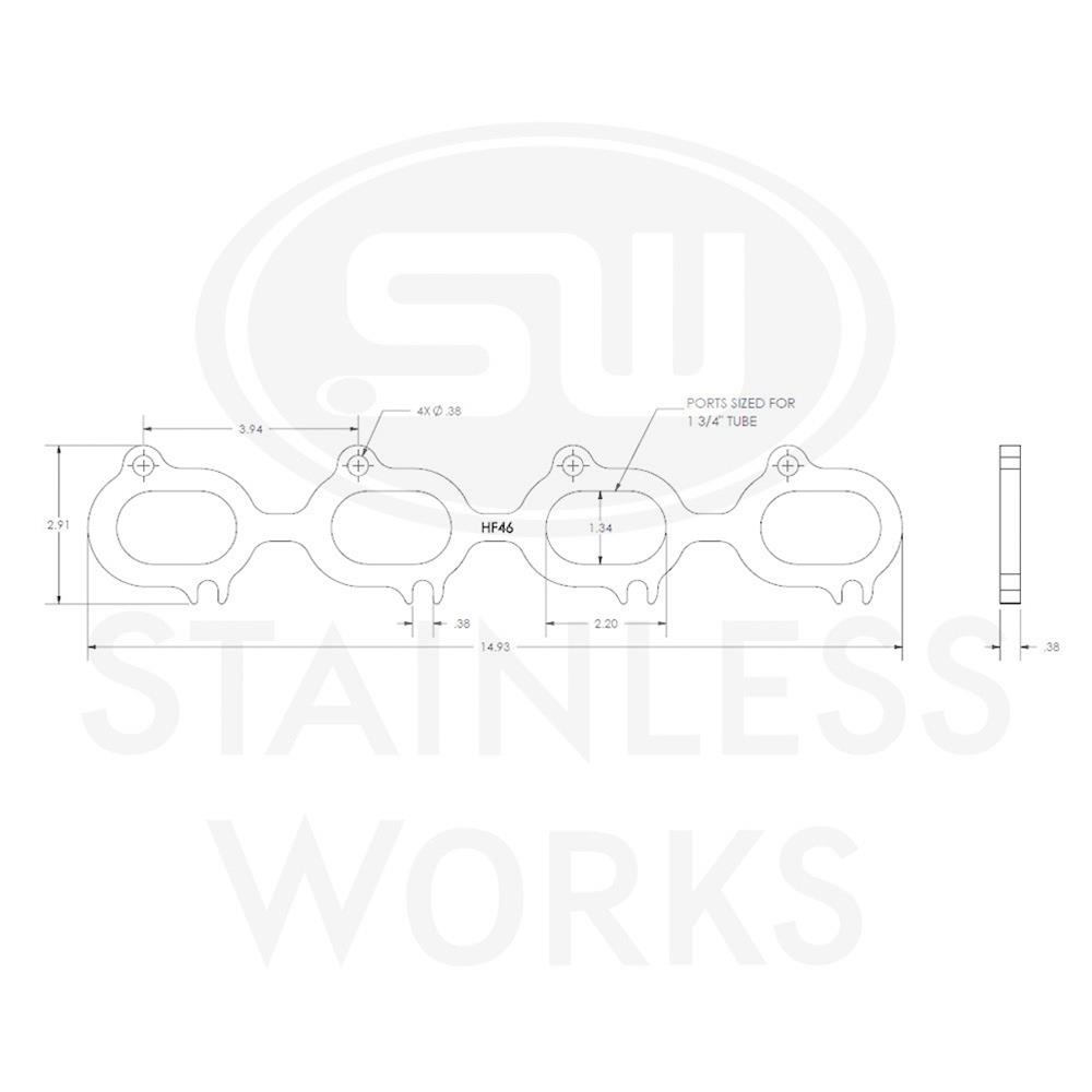 Stainless Works 03-04 Ford Cobra 4.6L 32V Wide Oval Header 304SS Exhaust Flanges 1-3/4in Primaries thumbnail 3
