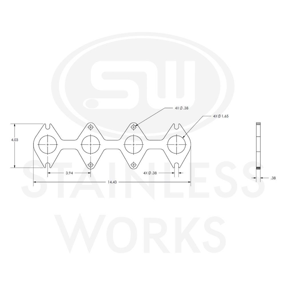 Stainless Works Small Block Ford 4.6L 3V Round Port Header 304SS Exhaust Flanges 1-5/8in Primaries thumbnail 3