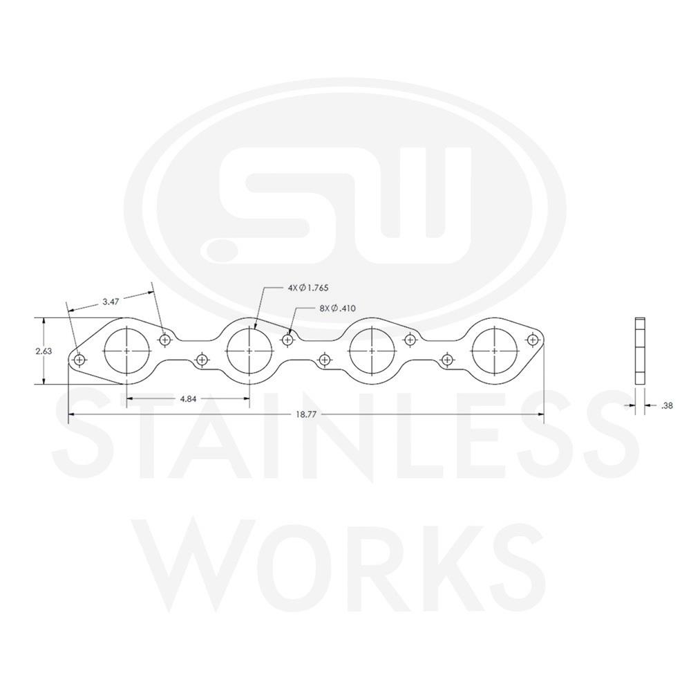 Stainless Works Big Block Chevy Round Port Header 304SS Exhaust Flanges 1-3/4in Primaries thumbnail 3