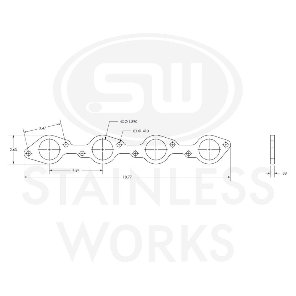 Stainless Works Big Block Chevy Round Port Header 304SS Exhaust Flanges 1-7/8in Primaries thumbnail 3