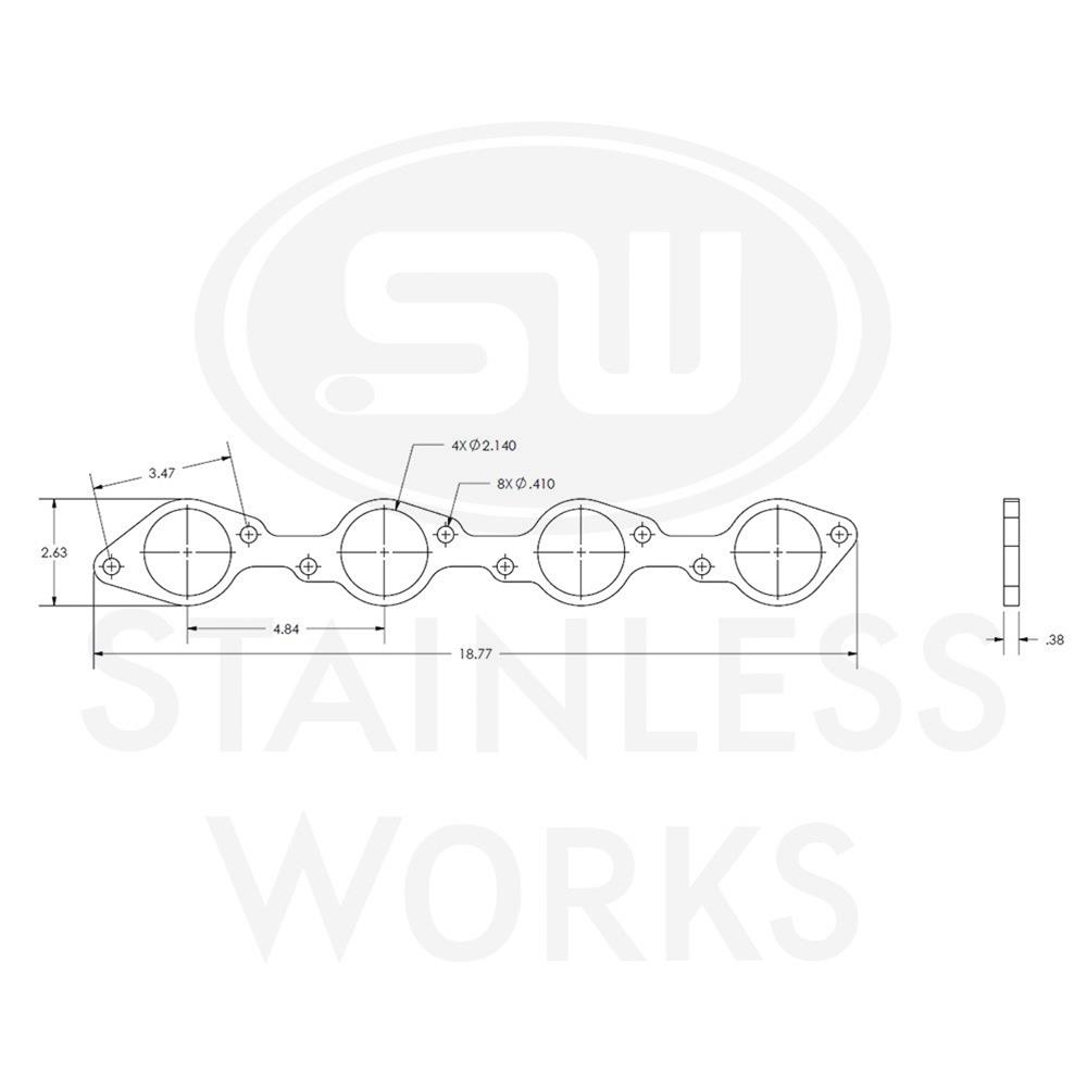 Stainless Works Big Block Chevy Round Port Header 304SS Exhaust Flanges 2-1/8in Primaries thumbnail 3